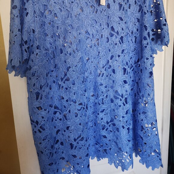 NWT Lane Bryant Blue Floral Lace Top Plus Size 26 - Picture 2 of 6